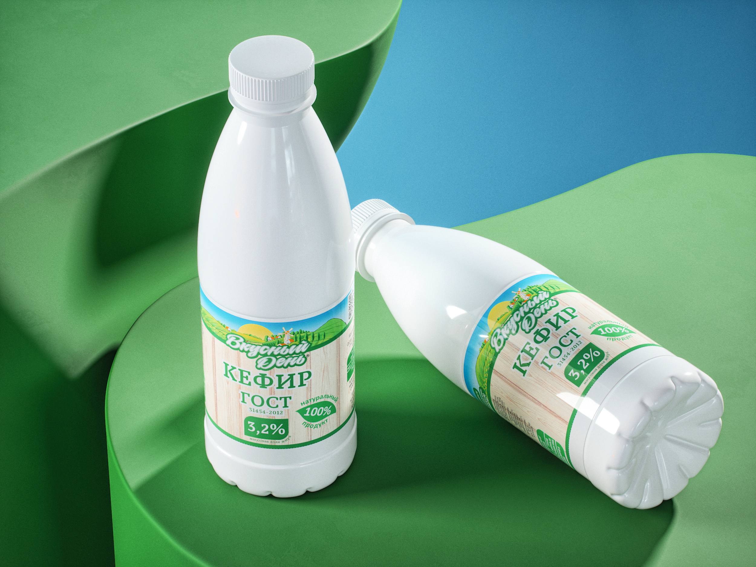 Кефир Вкусный день 3,2% 900г.