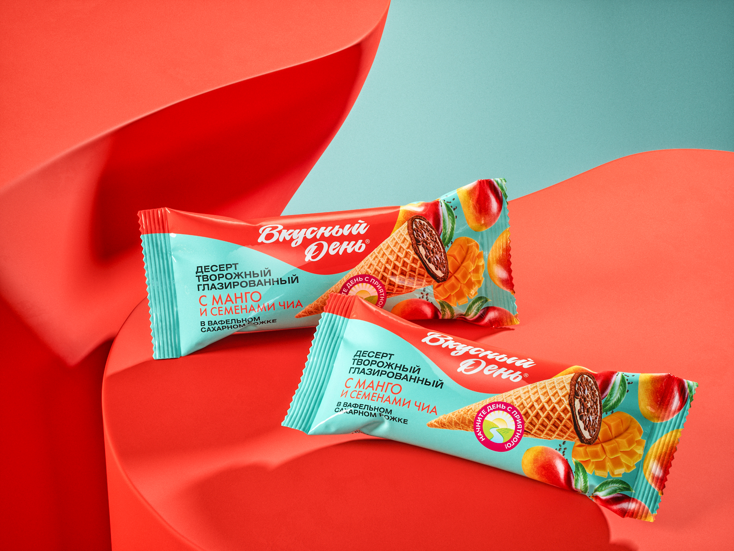 Рожок «Вкусный День» с манго и семенами чиа 60г