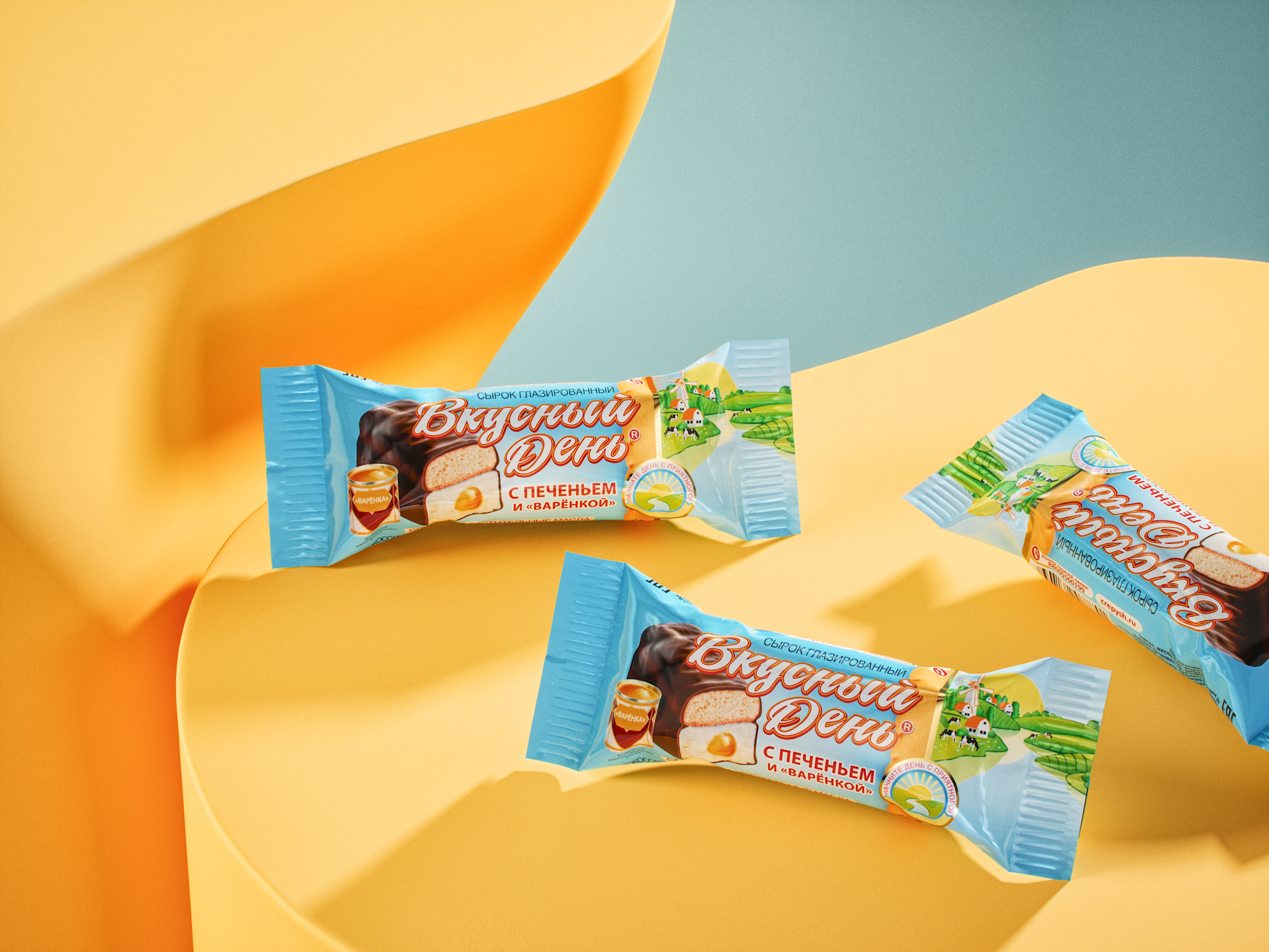 Сырок с ЗМЖ «Вкусный день» с печеньем и «Варёнкой» 23% 45г